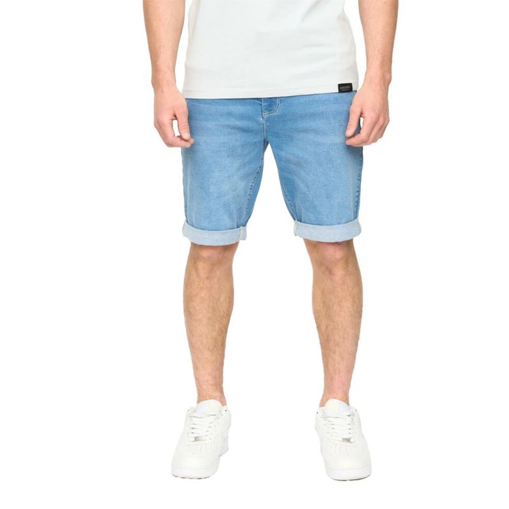 Crosshatch Mens Youlgreeve Denim Belted Shorts / Mid Wash